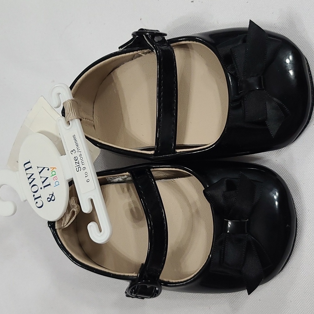NWT Crown & Ivy Infant Girls Black Shoes Sz 3 NWOT Carters Moccasins Rose Sz 3-6 - Picture 6 of 12